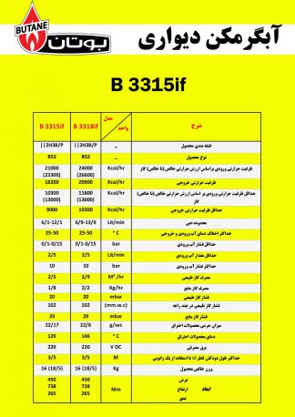 آبگرمکن بوتان مدل B3315if
